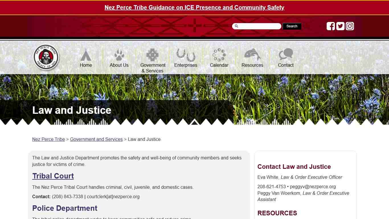 Law and Justice - Nez Perce Tribe